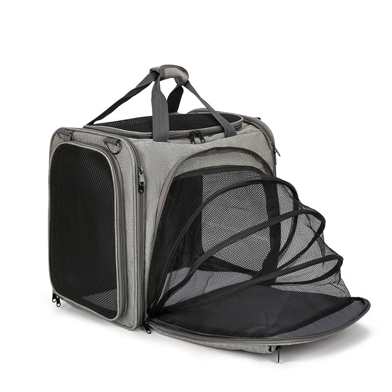 Wholesale Pet Bag Going Out Portable Cat Double Expansion Bag Breathable Large Capacity Foldable Pet Outdoor Bag Oblique Span Bag