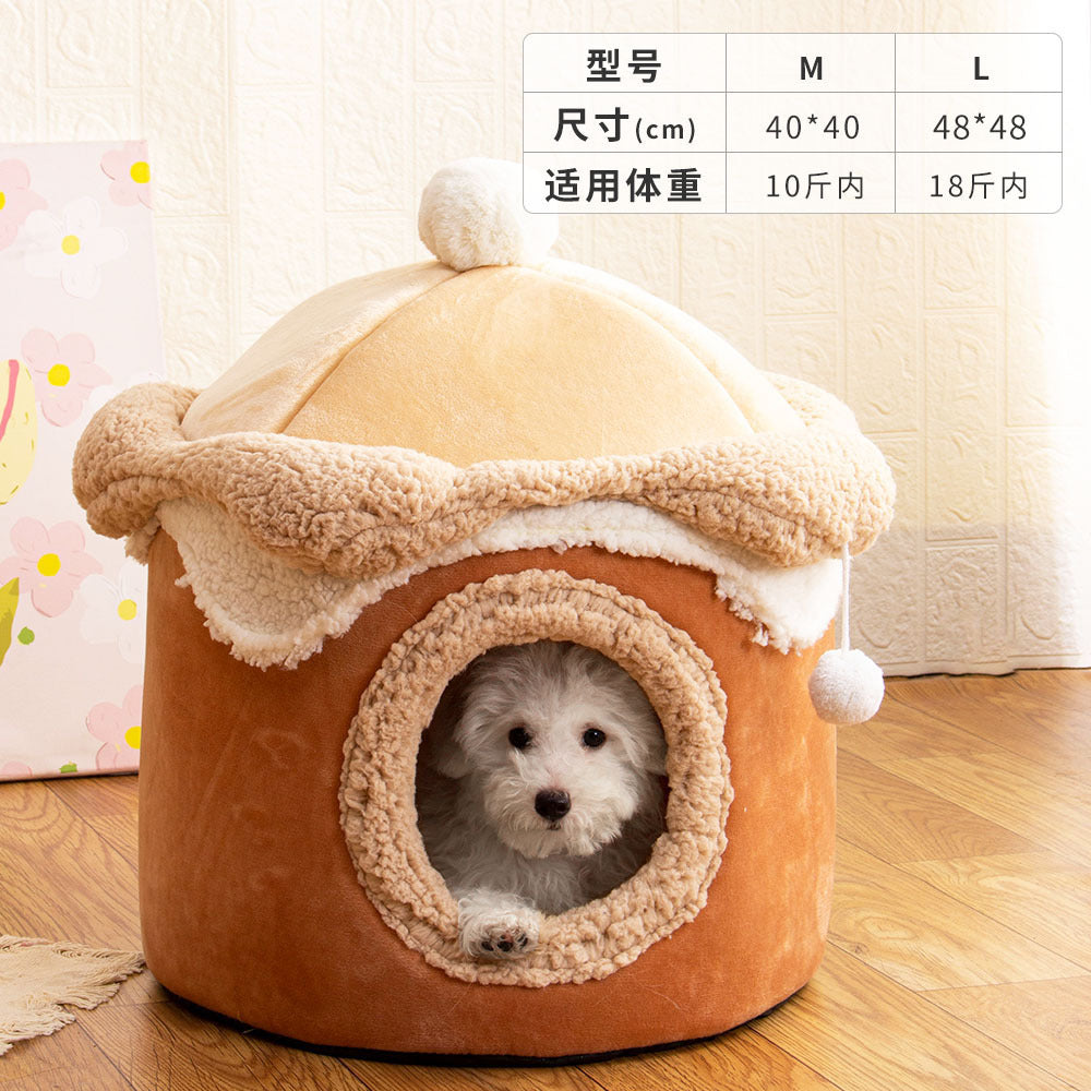New ice cream house pet nest cute princess cat house teasing cat fun nest autumn and winter warm dog kennel