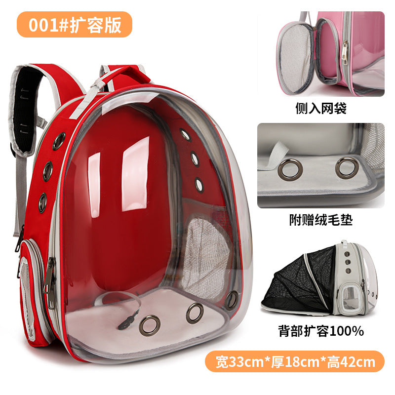 Pet backpack Going out Portable transparent space capsule Pet bag Panoramic Dog/ Cat supplies Breathable backpack Big room