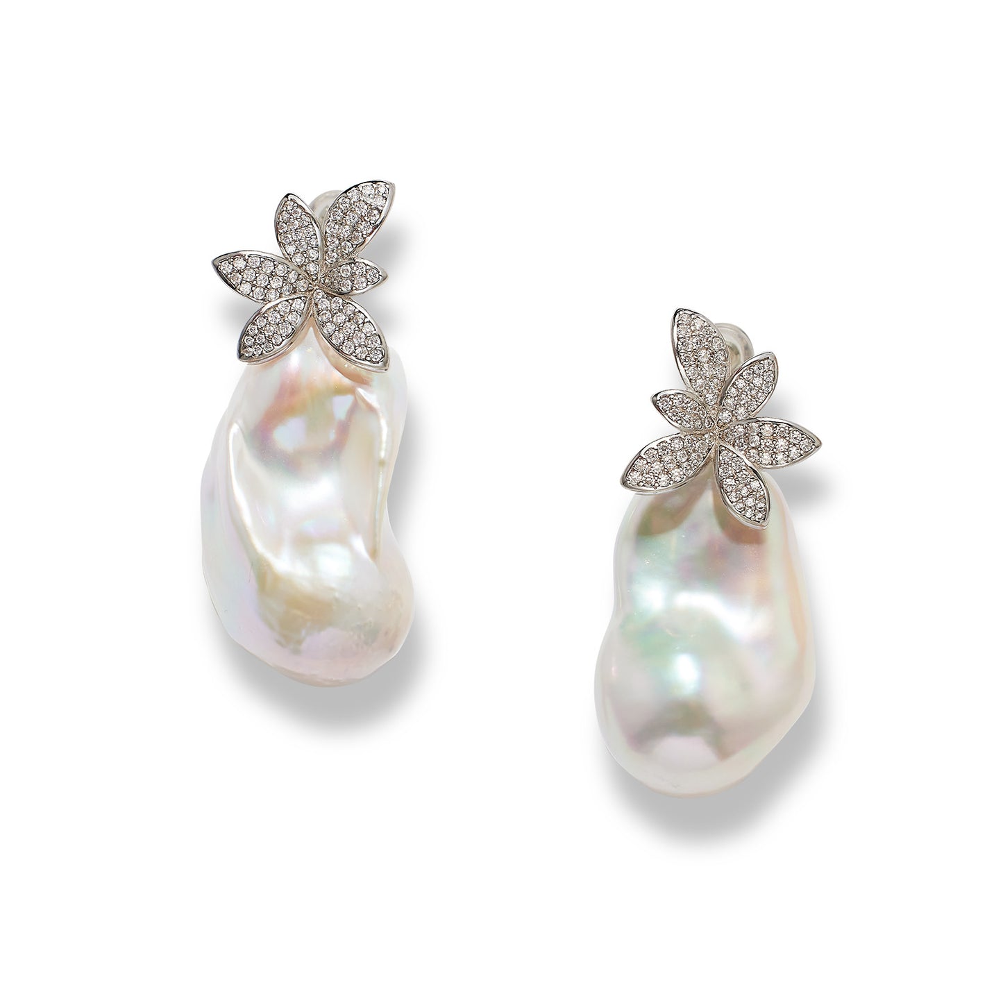 Customized 925 Silver Trendy Retro Fashion Atmospheric Dead Leaf Earrings Baroque Pearl Earrings Women