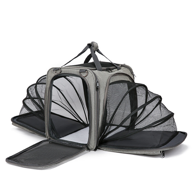 Wholesale Pet Bag Going Out Portable Cat Double Expansion Bag Breathable Large Capacity Foldable Pet Outdoor Bag Oblique Span Bag