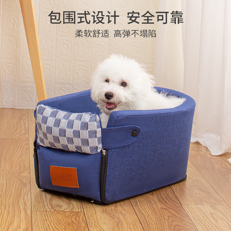 Customized New car color matching pet nest portable dog safety seat long-distance car cat seat cushion anti-displacement