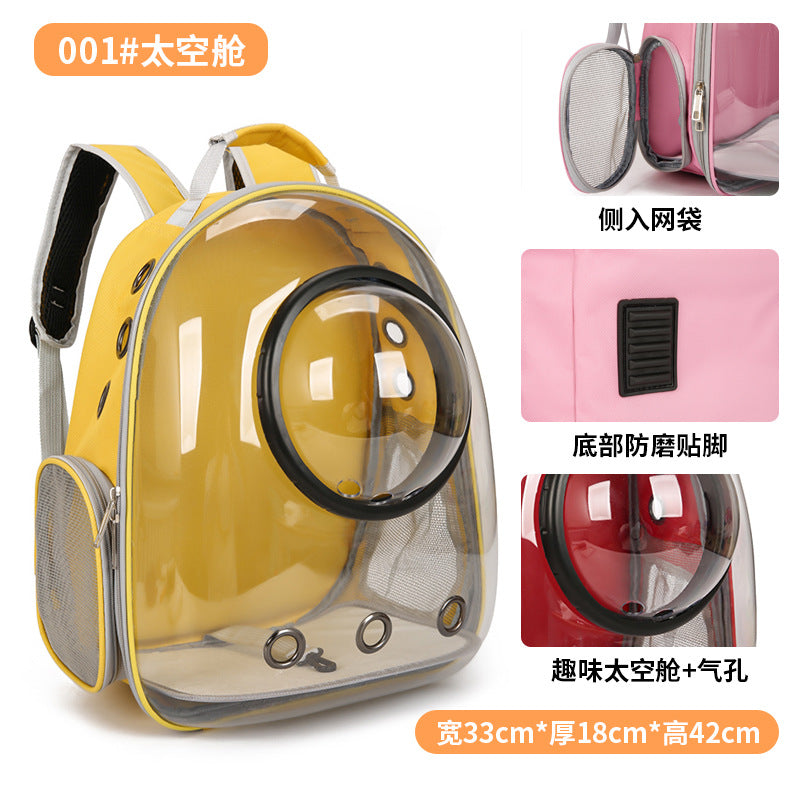Pet backpack Going out Portable transparent space capsule Pet bag Panoramic Dog/ Cat supplies Breathable backpack Big room