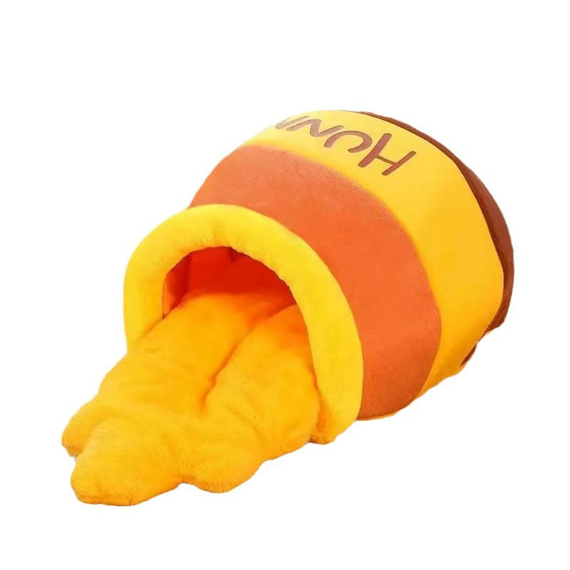 Honey Jar Pet Bed Cat Nest All Seasons Universal Kennel Semi-closed Pet Thickened Sleeping Bag Warm and Soft