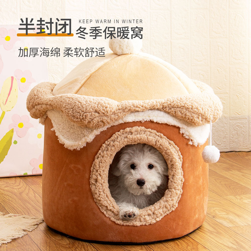 New ice cream house pet nest cute princess cat house teasing cat fun nest autumn and winter warm dog kennel
