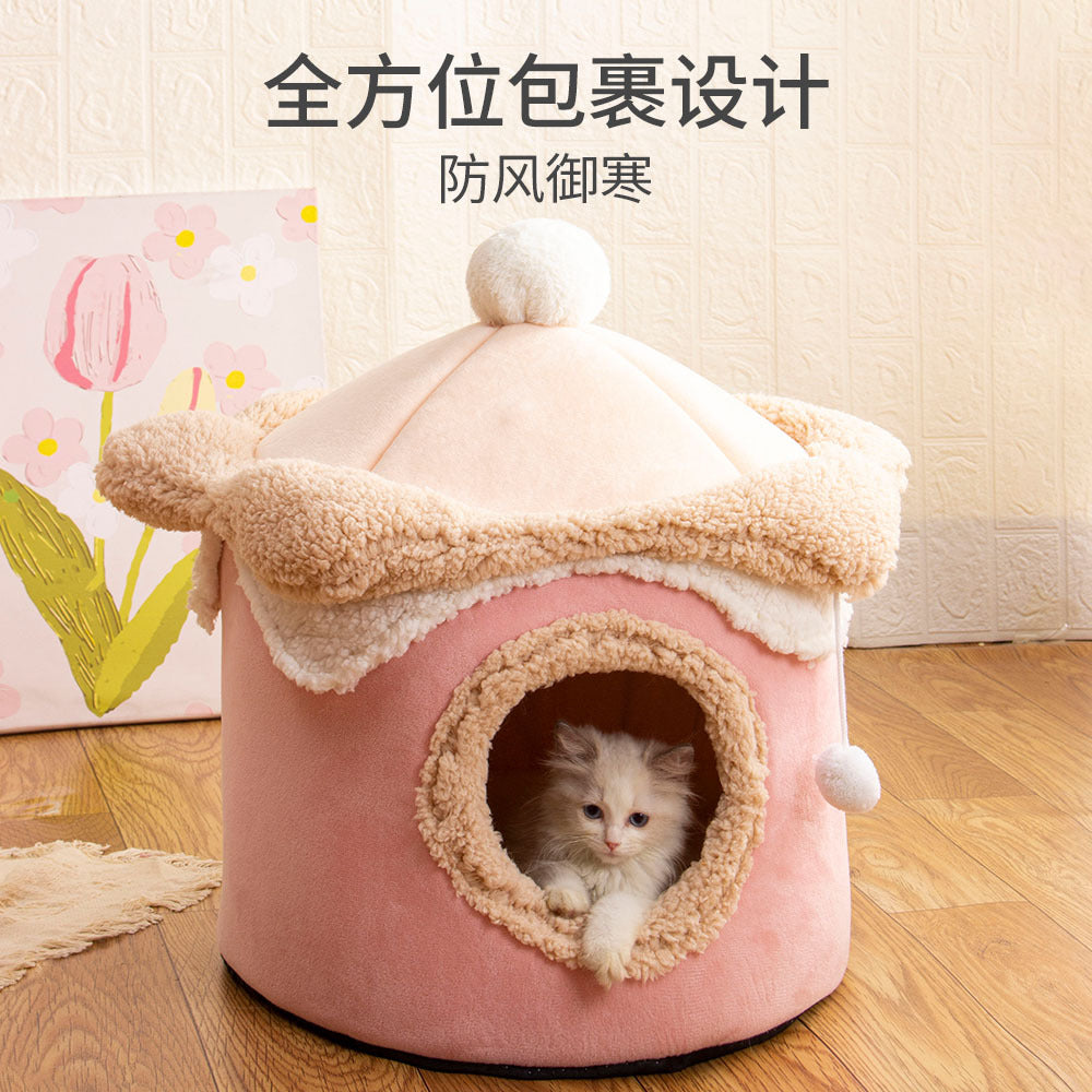 New ice cream house pet nest cute princess cat house teasing cat fun nest autumn and winter warm dog kennel