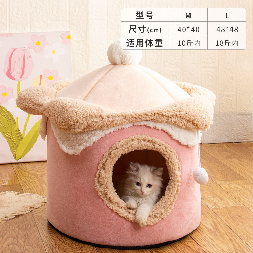 New ice cream house pet nest cute princess cat house teasing cat fun nest autumn and winter warm dog kennel