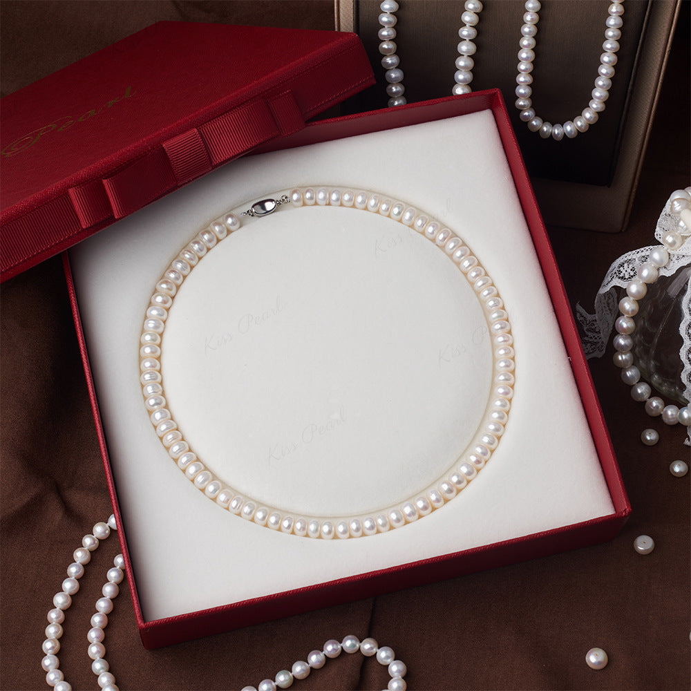 Customized Wholesale Spot Freshwater Pearl Item Pearl Necklace Natural Strong Light Clavicle Chain Mother's Day Gift