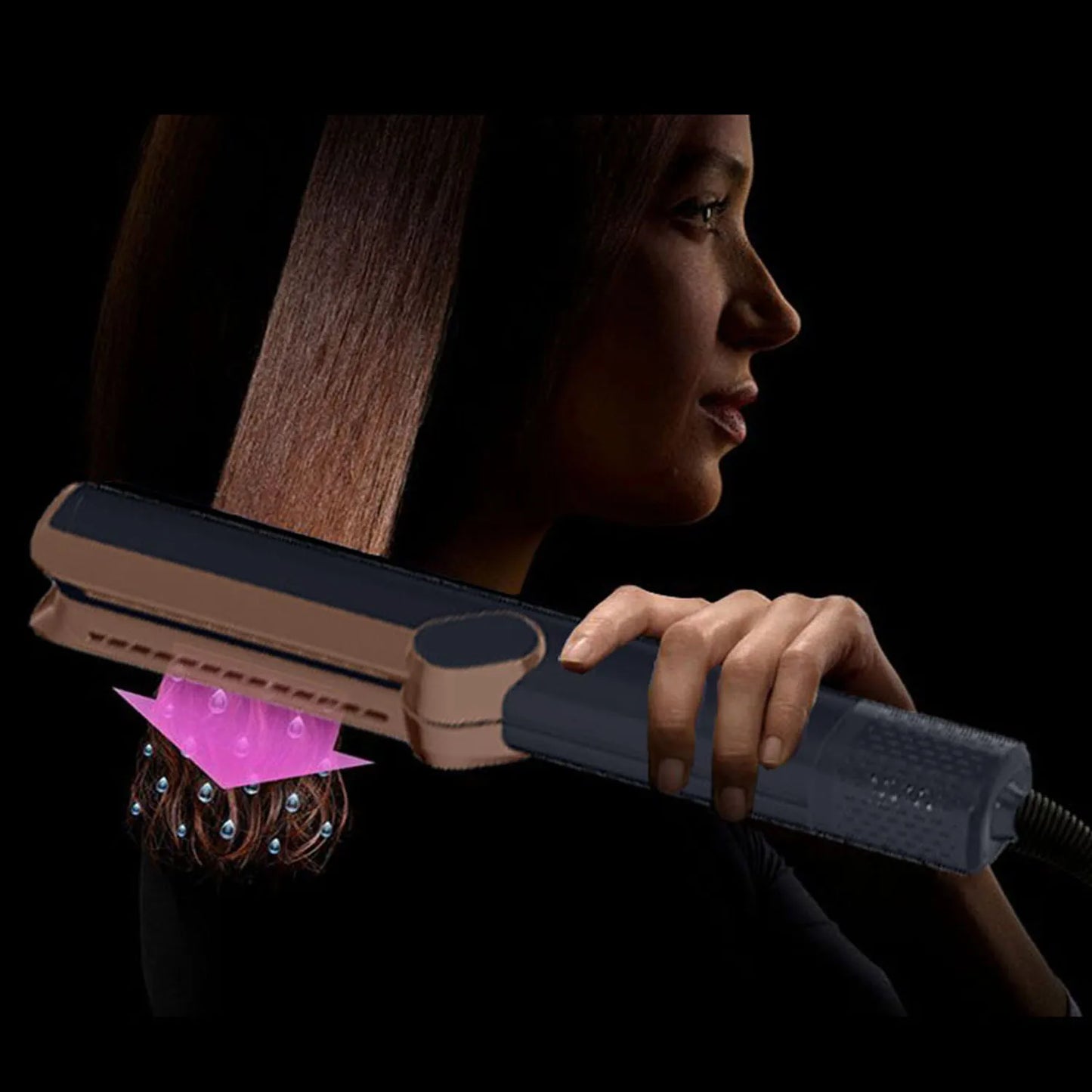 2 In 1 Hair Straightener In Copper Hair Dryer 106000rpm Wet to Dry Straightening with Air LCD Screen