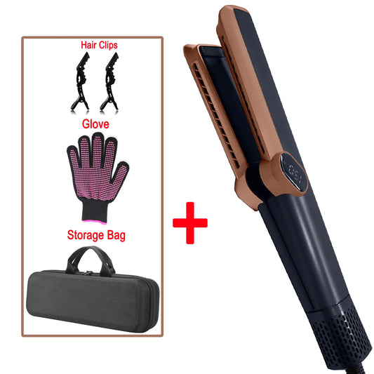2 In 1 Hair Straightener In Copper Hair Dryer 106000rpm Wet to Dry Straightening with Air LCD Screen